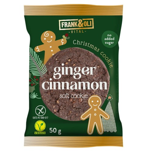 5900316552369 Wegańskie ciastko "Christmas cookie" z dodatkiem cynamonu i imbiru Frank&Oli, 50g