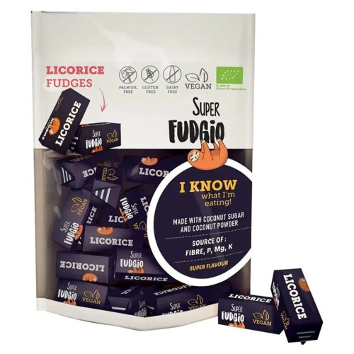5907713370466 Krówki bezmleczne z lukrecją EKO Super Fudgio, 150g