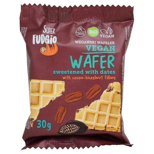 5907713374006 Wafelek z kremem kakaowo-orzechowym słodzony daktylami 30g EKO Super Fudgio, 30g