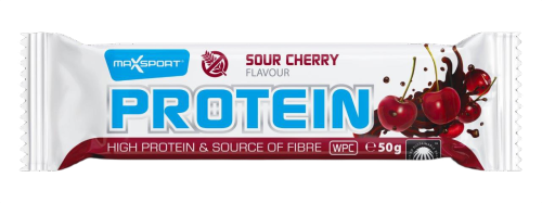 8588009572039 BATON PROTEINOWY WPC O SMAKU WIŚNIOWYM W POLEWIE KAKAOWEJ BEZGLUTENOWY 50 g - MAXSPORT