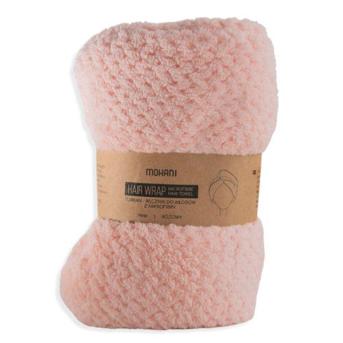 5902802721501 TURBAN - RĘCZNIK DO WŁOSÓW Z MIKROFIBRY RÓŻOWY - MOHANI