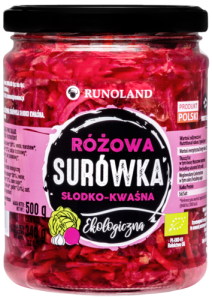 SURÓWKA Z KAPUSTY RÓŻOWA SŁODKO - KWAŚNA BIO 500 g (340 g) - RUNOLAND