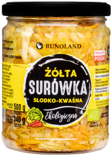 5901641002482 SURÓWKA Z KAPUSTY ŻÓŁTA SŁODKO - KWAŚNA BIO 500 g (340 g) - RUNOLAND