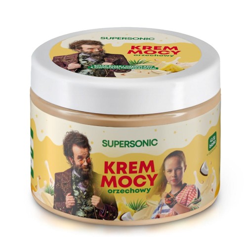 5905644489455 KREM ORZECHOWY O SMAKU BIAŁEJ CZEKOLADY Z OWOCAMI TROPIKALNYMI 250 g - SUPERSONIC (AKADEMIA PANA KLEKSA)