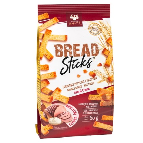 5905940342935 Paluszki chlebowe Szynka i Śmietana Bread Sticks 60g