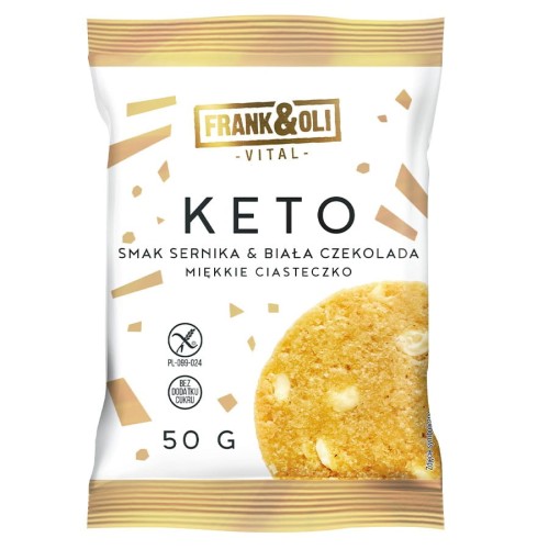 5900316552574 Ciasteczko z białą czekoladą o smaku sernika Frank&Oli, 50g