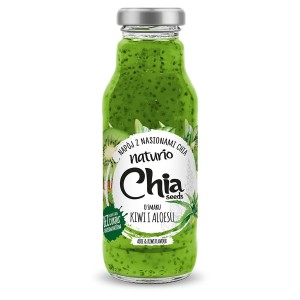 Napój niegazowany z nasionami Chia o smaku Aloesu i Kiwi Naturio, 295 ml