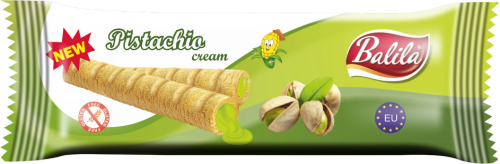 8588004918016 RURKI KUKURYDZIANE NADZIEWANE KREMEM O SMAKU PISTACJOWYM BEZGLUTENOWE 18 g - BALILA