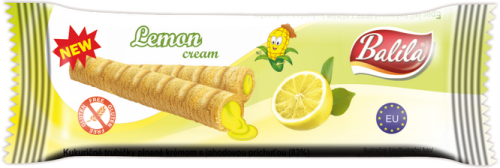 8588004918344 RURKI KUKURYDZIANE NADZIEWANE KREMEM O SMAKU CYTRYNOWYM BEZGLUTENOWE 18 g - BALILA