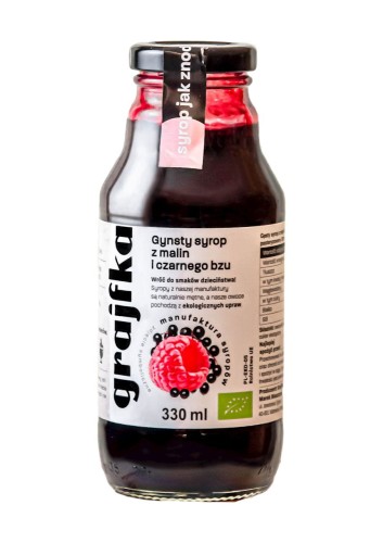 5906058141038 SYROP Z MALIN I CZARNEGO BZU BIO 330 ml - GRAJFKA