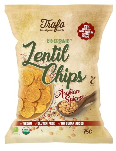 8718754505673 CHIPSY Z SOCZEWICY O SMAKU PRZYPRAWY ARABSKIEJ BEZGLUTENOWE BIO 75 g - TRAFO