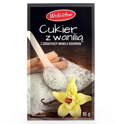 5907577230210 Cukier z wanilią 4,3% z dodatkiem wanilii burbon Wodzisław, 15g