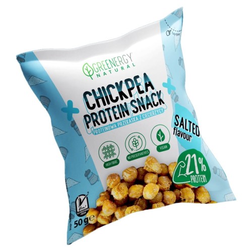 5903864780161 Chipsy proteinowe z ciecierzycy - smak solony Greenergy, 50g