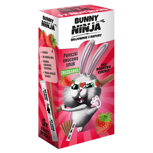 5902444124869 Przekąski owocowe w kształcie pałeczek truskawkowych Bunny Ninja, 5x10g