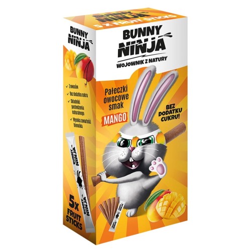 5902444124852 Przekąski owocowe w kształcie pałeczek o smaku mango Bunny Ninja, 5x10g