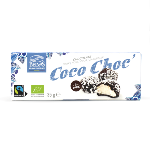 CZEKOLADKI BELGIJSKIE Z NADZIENIEM KOKOSOWYM FAIR TRADE BEZGLUTENOWE BIO 35 g - BELVAS