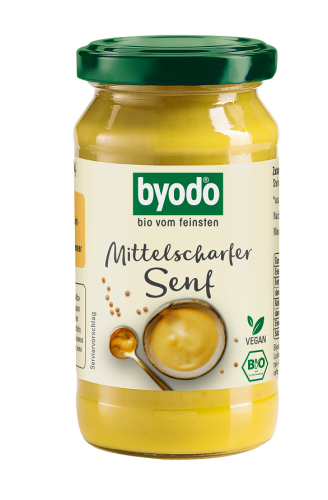 4018462161708 MUSZTARDA ŚREDNIO OSTRA BEZGLUTENOWA BIO 200 ml - BYODO