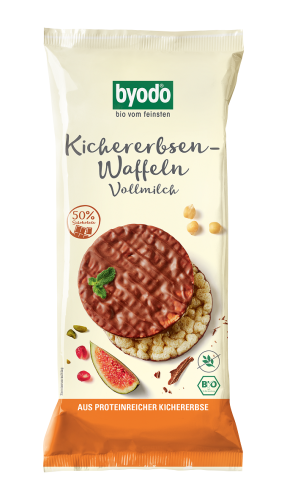 4018462251607 WAFLE Z CIECIERZYCY Z MLECZNĄ CZEKOLADĄ BEZGLUTENOWE BIO 65 g - BYODO