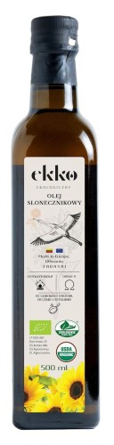 4779048082021 OLEJ SŁONECZNIKOWY DO GOTOWANIA I SMAŻENIA TŁOCZONY NA ZIMNO BIO 500 ml - EKKO