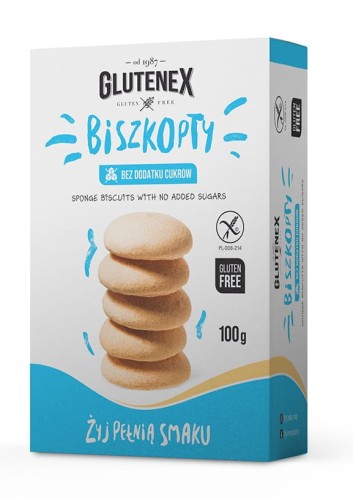 5901866001048 BISZKOPTY BEZ DODATKU CUKRÓW BEZGLUTENOWE 100 g - GLUTENEX
