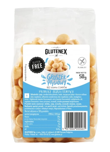 5901866000461 GROSZEK PTYSIOWY BEZ DODATKU CUKRÓW BEZGLUTENOWY 50 g - GLUTENEX