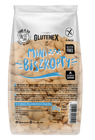5901866005510 MINI BISZKOPTY BEZ DODATKU CUKRÓW BEZGLUTENOWE 85 g - GLUTENEX