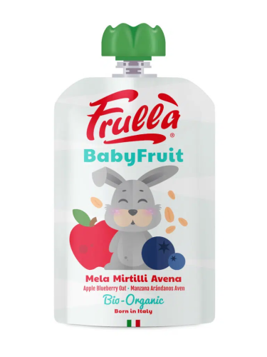 8024985012379 PRZECIER OWOCOWY JABŁKO - BORÓWKA - OWIES BEZ DODATKU CUKRÓW OD 6 MIESIĄCA BIO 100 g - FRULLA (NATURA NUOVA)