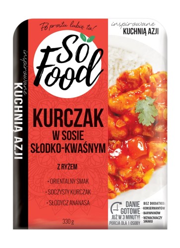 5901002009266 KURCZAK Z RYŻEM W SOSIE SŁODKO - KWAŚNYM 330 g - SO FOOD