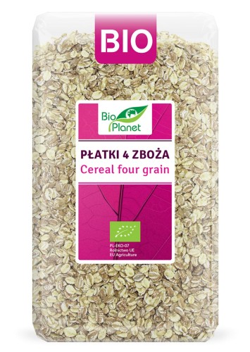 5902425050637 PŁATKI 4 ZBOŻA (ORKISZ, OWIES, JĘCZMIEŃ, ŻYTO) BIO 600 g - BIO PLANET