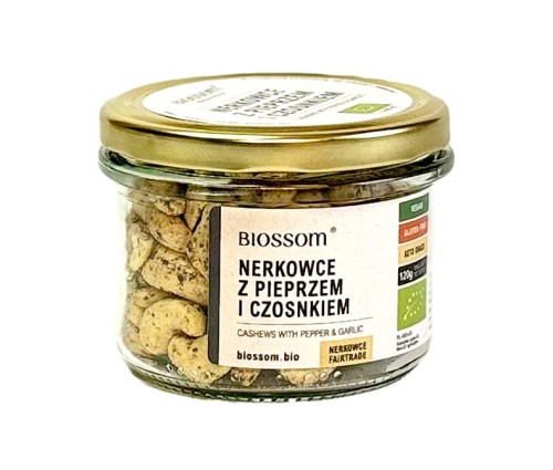 5904310222334 ORZECHY NERKOWCA Z PIEPRZEM I CZOSNKIEM BEZGLUTENOWE BIO 120 g - BIOSSOM