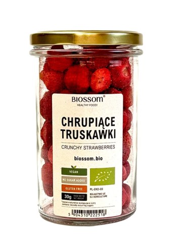 5904310222518 TRUSKAWKI LIOFILIZOWANE CHRUPIĄCE BEZGLUTENOWE BIO 30 g - BIOSSOM