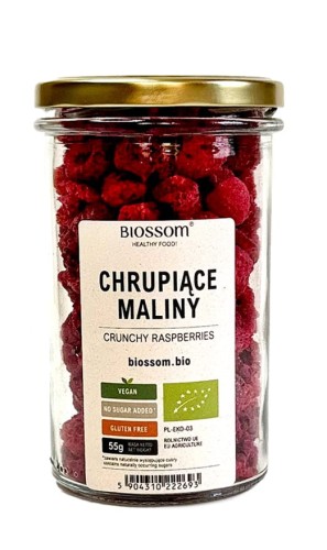 5904310222693 MALINY LIOFILIZOWANE CHRUPIĄCE  BEZGLUTENOWE BIO 55 g - BIOSSOM