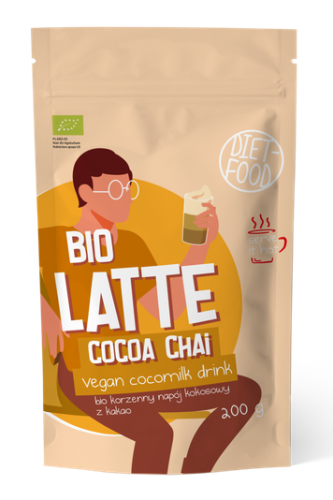 5906395147366 LATTE COCOA CHAI - NAPÓJ KOKOSOWO - KORZENNY Z KAKAO BIO 200 g - DIET-FOOD