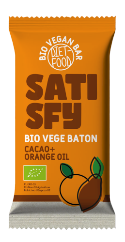 5903933643809 BATON KAKAO & OLEJEK POMARAŃCZOWY SATISFY BIO 35 g - DIET-FOOD