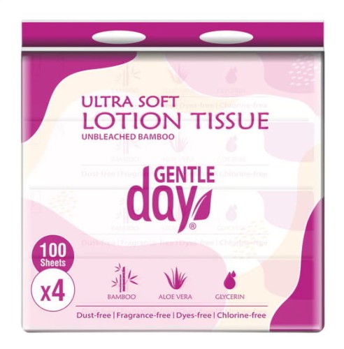4779030681812 CHUSTECZKI BAMBUSOWE Z ALOESEM I GLICERYNĄ (4 x 100 szt.) 400 szt. - GENTLE