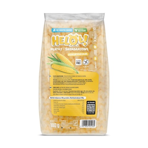 5901866005282 PŁATKI KUKURYDZIANE HELOŁ BEZ DODATKU CUKRÓW BEZGLUTENOWE 180 g - GLUTENEX