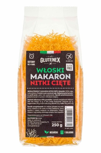5901866005671 MAKARON (KUKURYDZIANY) NITKI CIĘTE BEZGLUTENOWY 250 g - GLUTENEX