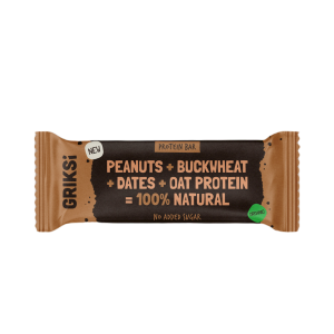 BATON PROTEINOWY ZE SKIEŁKOWANĄ GRYKĄ I ORZESZKAMI ZIEMNYMI RAW BC BG BIO 35g