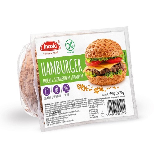 5902431592015 BUŁKI DO HAMBURGERÓW Z SIEMIENIEM LNIANYM BEZGLUTENOWE (2 x 70 g) 140 g