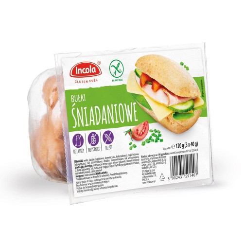 5902431591407 BUŁKI ŚNIADANIOWE BEZGLUTENOWE (3 x 40 g) 120 g - INCOLA