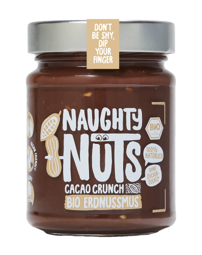 4270001889430 KREM Z ORZESZKÓW ZIEMNYCH Z KAKAO CRUNCHY BIO 250 g - NAUGHTY NUTS