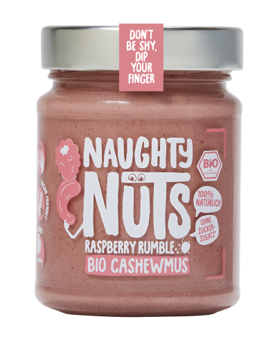 4270002232136 KREM Z ORZECHÓW NERKOWCA Z MALINAMI BIO 250 g - NAUGHTY NUTS