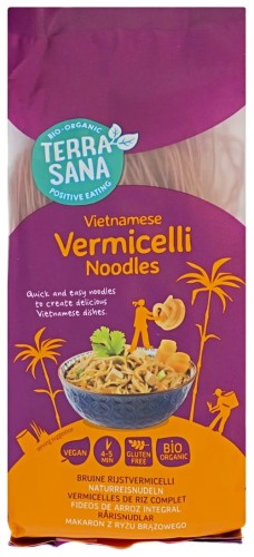 8713576003734 MAKARON (RYŻOWY RAZOWY) VERMICELLI BEZGLUTENOWY BIO 250 g - TERRASANA