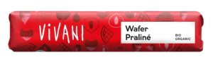 BATON Z MLECZNEJ CZEKOLADY Z NADZIENIEM PRALINOWYM Z KAWAŁKAMI WAFELKÓW BIO