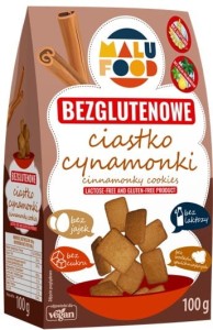 Ciastka kruche cynamonki - bez dodatku cukru, bez glutenu Malu Food, 100g