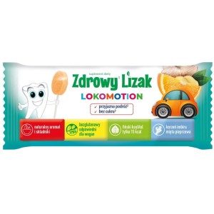 Zdrowy lizak Mniam-Mniam LOKOMOTION pomarańczowy z imbirem i miętą (ŁEZKA) - Starpharma