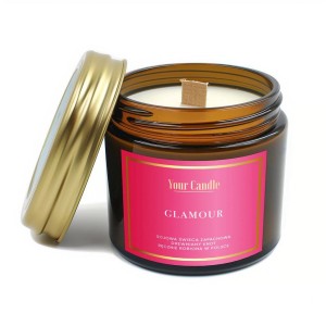 ŚWIECA SOJOWA ZAPACHOWA Z DREWNIANYM KNOTEM GLAMOUR 120 ml  YOUR CANDLE