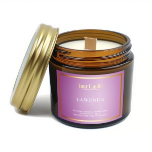 ŚWIECA SOJOWA ZAPACHOWA Z DREWNIANYM KNOTEM LAWENDA 120 ml  YOUR CANDLE
