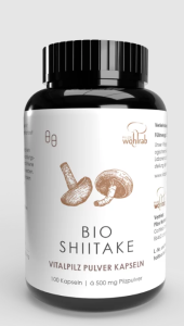 GRZYBY SHIITAKE (TWARDNIK JAPOŃSKI) BIO (500 mg) 100 KAPSUŁEK - PILZE WOHLRAB