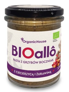 PASTA Z GRZYBÓW BOCZNIAK Z CIECIERZYCĄ I ŻURAWINĄ BIO 180g ORGANICHOUSE